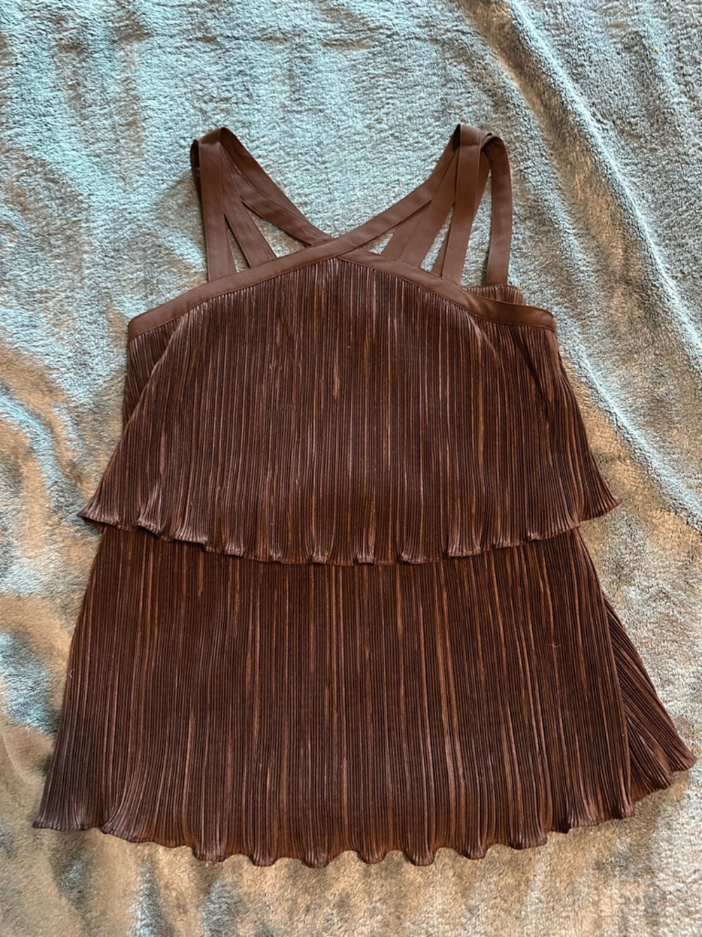 Thalia Sodi Black Pleated Layered Cami with Double Straps
